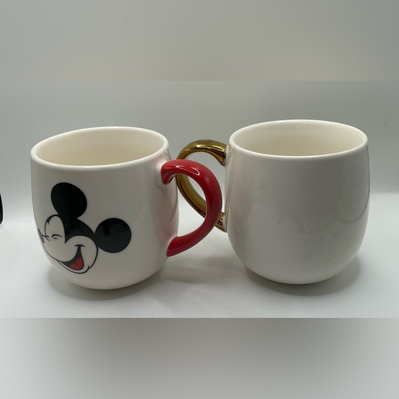 2 Disney Mickey Mouse Mugs with Red and Gold Accents porcelain - Picture 2 of 5